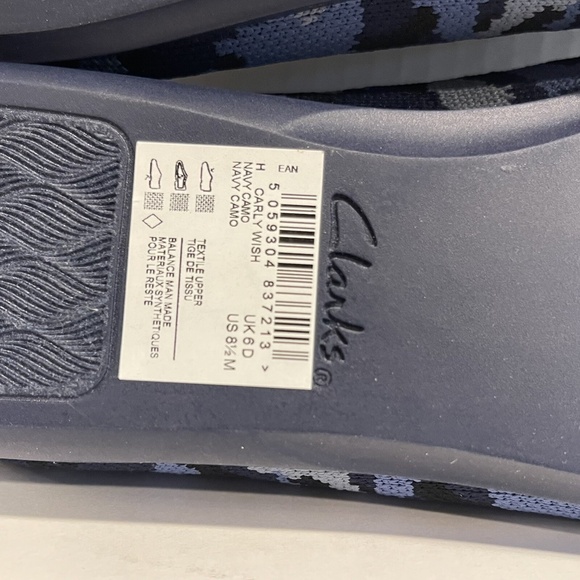Clarks Carly Wish Ballet Flats Camo Blue Women's Mesh Slip On Shoes Size 8.5 NEW - Picture 13 of 14